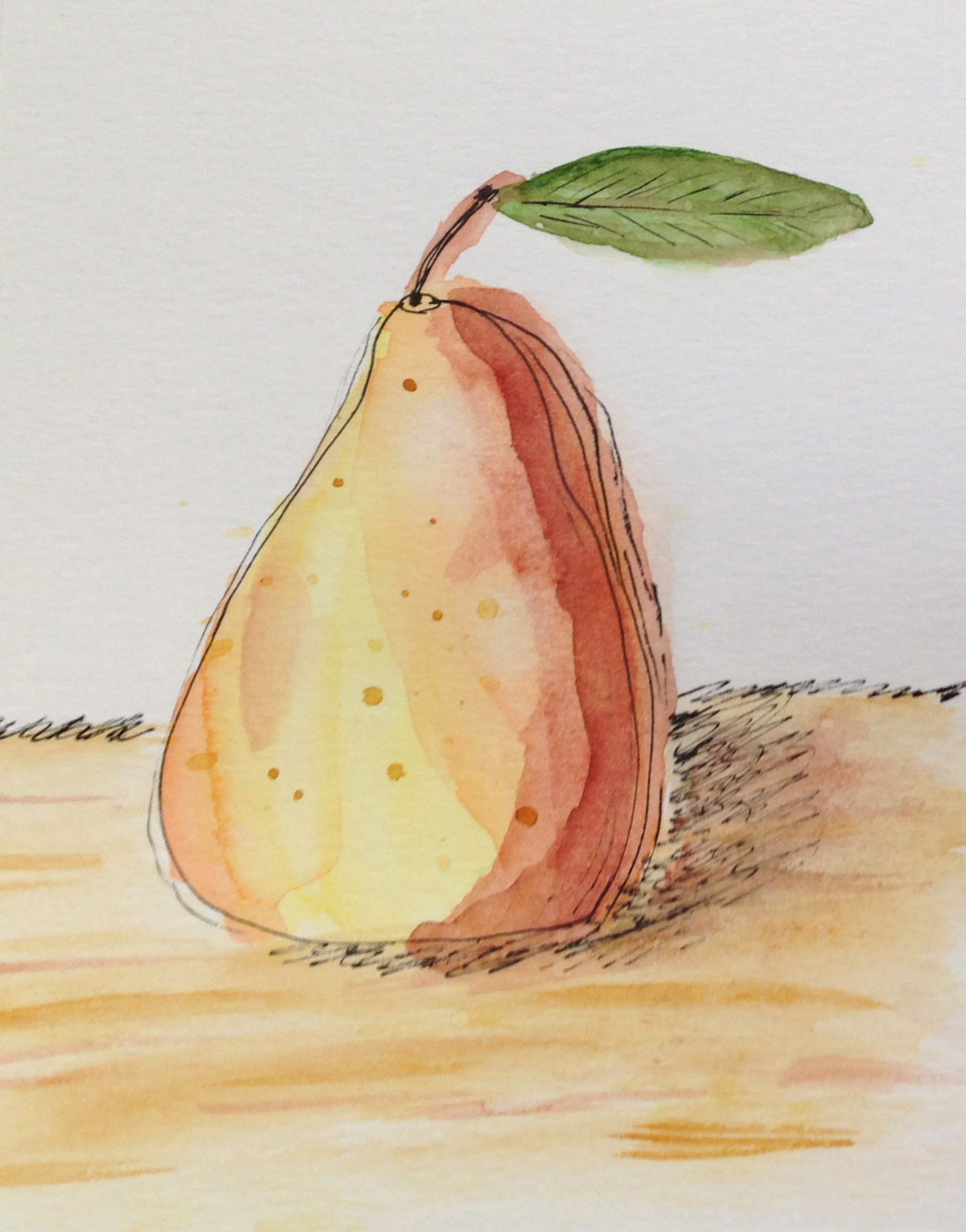watercolor of a pear