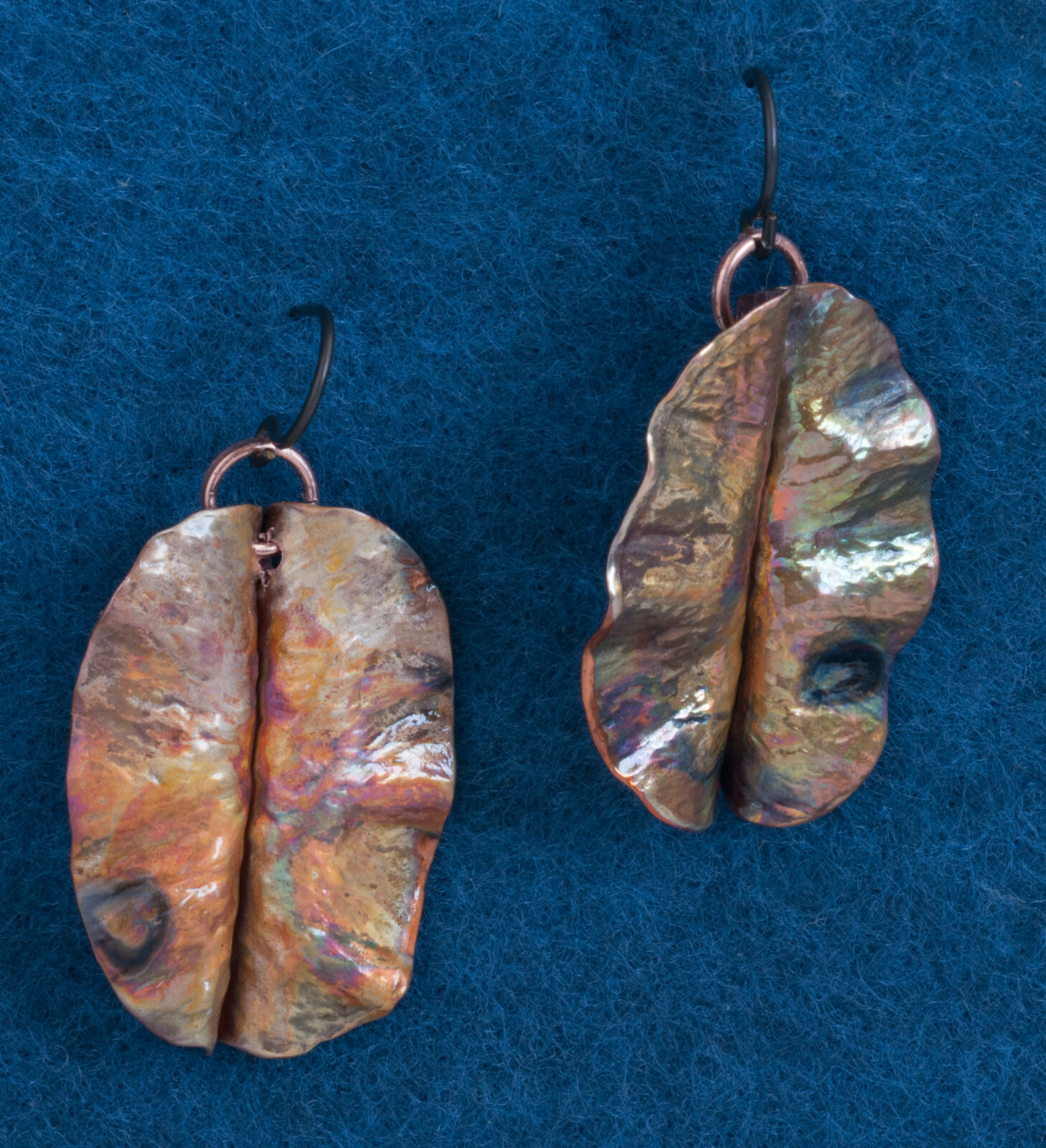 folded copper earrings